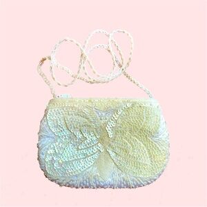 Elegant Cream Sequin Clutch